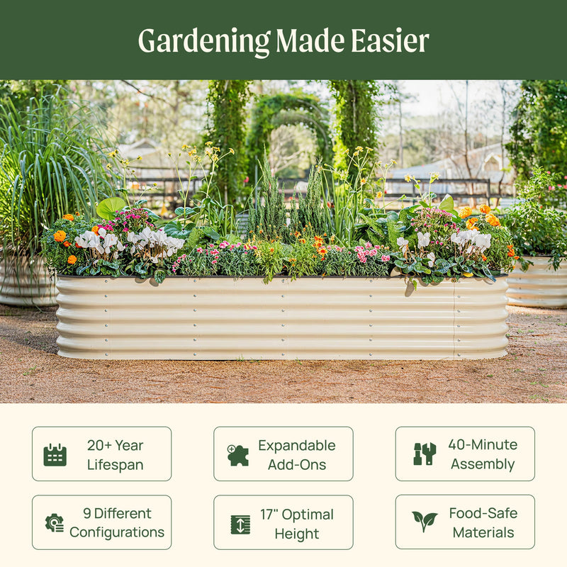 vego-garden-17-tall-9-in-1-large-modular-metal-raised-garden-bed-kit | Vego Garden
