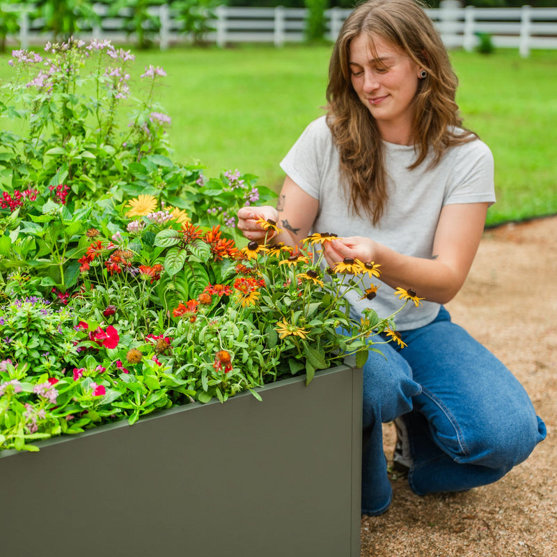 17" Tall Modern Metal Raised Garden Bed | Vego Garden