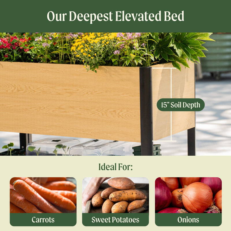 Woodgrain Elevated Bed | VegoGarden