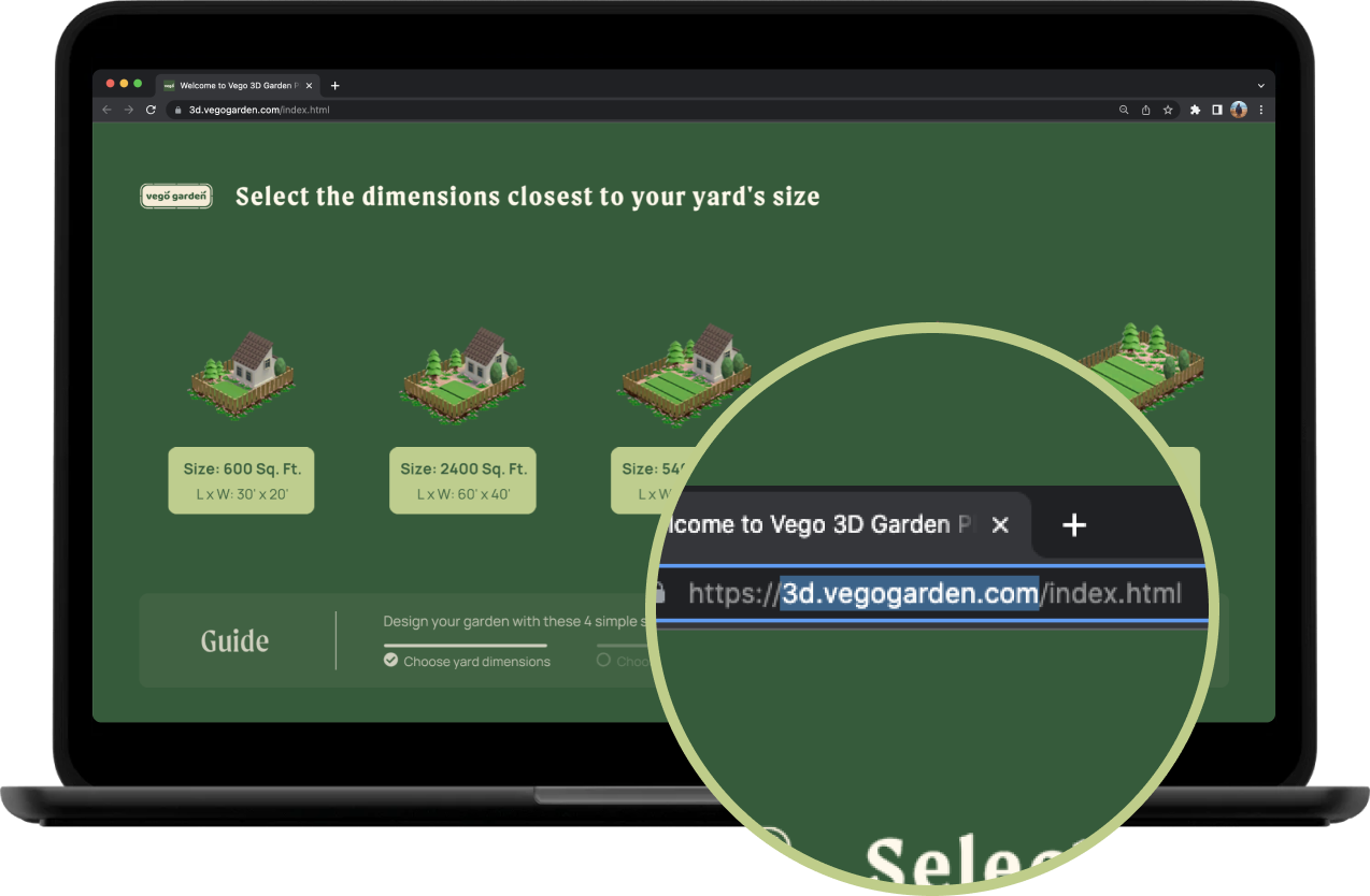 Open the Vego 3D Garden Planner web app on your computer or mobile device.