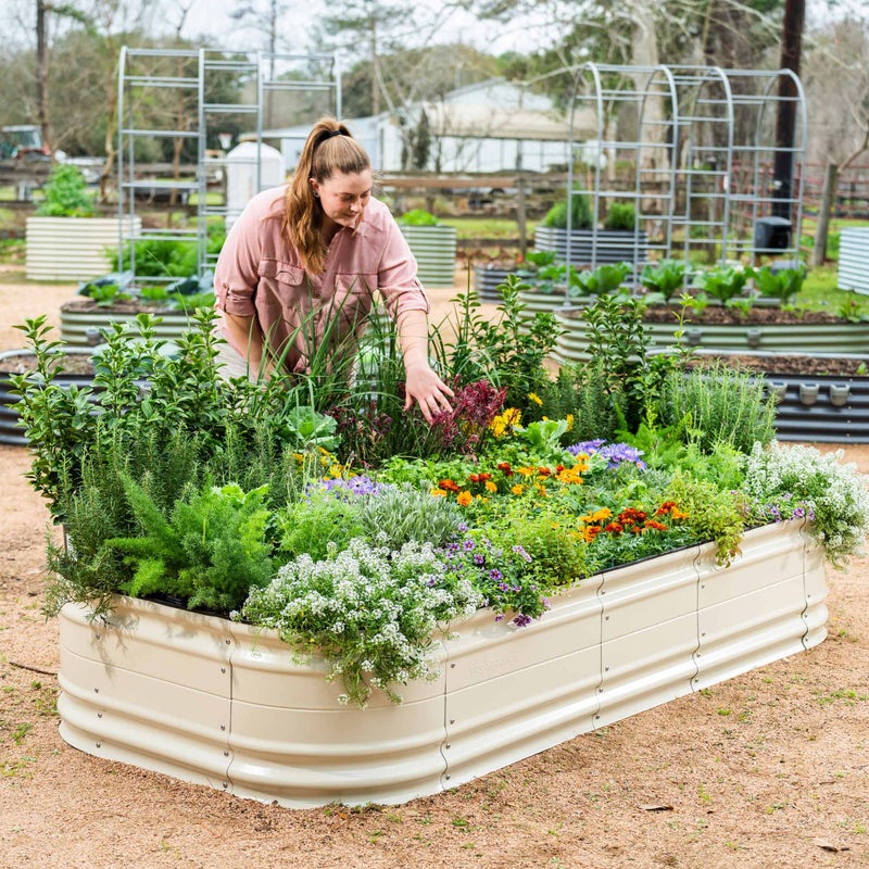 17" Tall 10 In 1 Novel Modular Metal Raised Garden Bed Kit | Vego Garden | Pearl White