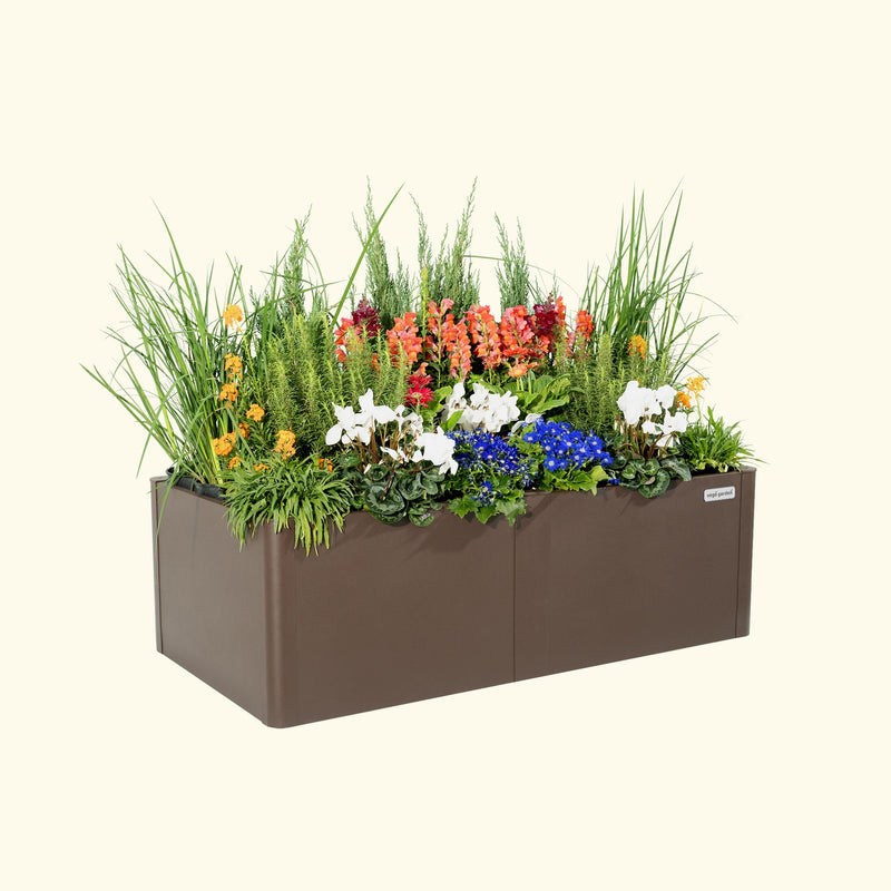 17" Tall 27" x 53" Modern Metal Raised Garden Bed |Vego Garden|Umber Brown