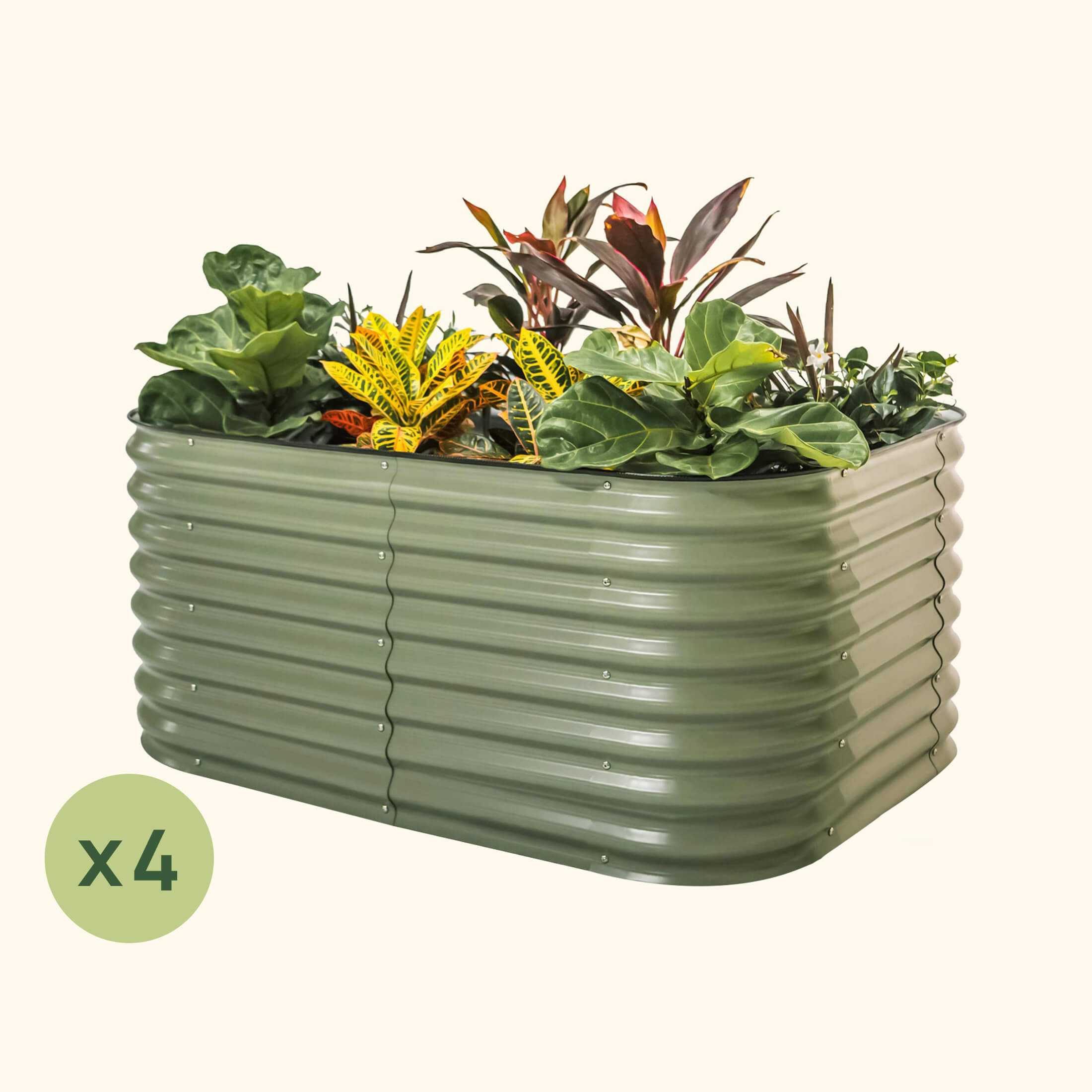 Vego Garden 26 Extra Talll 4-pack 6 In 1 Modular Metal Raised Garden Bed Kit-Olive Green