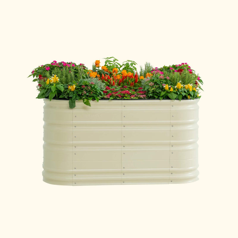 32" Tall 6 In 1 Medium Novel Modular Metal Raised Garden Bed Kit | Vego Garden | Pearl White