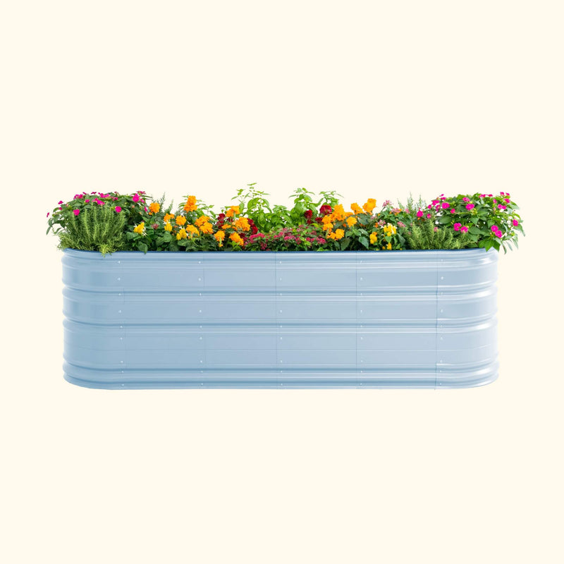 32" Tall 9 In 1 Large Novel Modular Metal Raised Garden Bed Kit | Vego Garden | Sky Blue