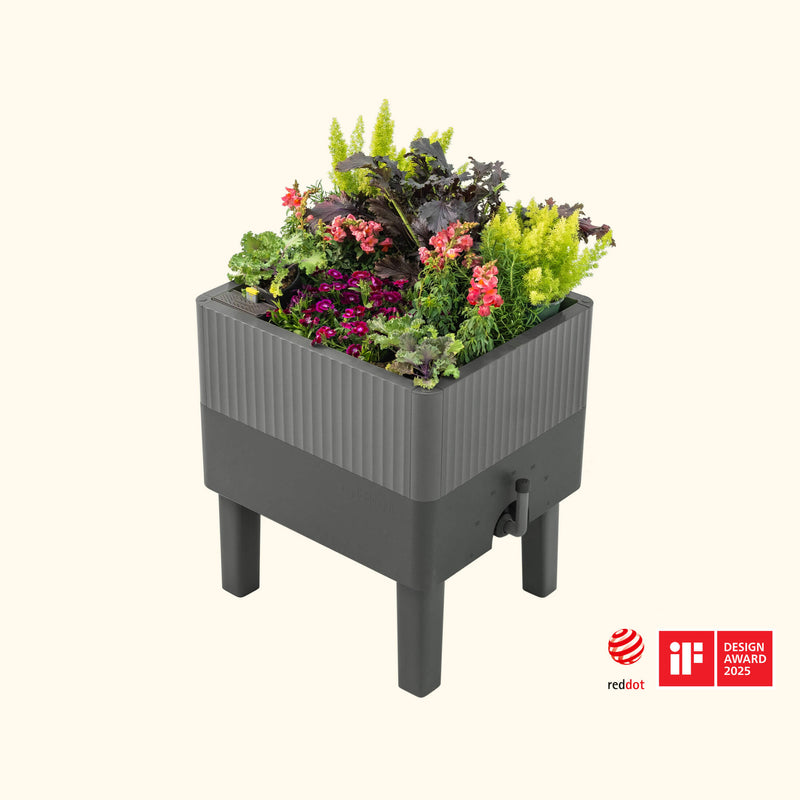 The EZCube Self-Watering Planter 21" x 24" Elevated - Fog Gray